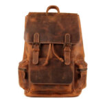 Luxury Genuine Leather Backpack, Isolated, Brown