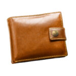 Brown leather wallet isolated on a white background